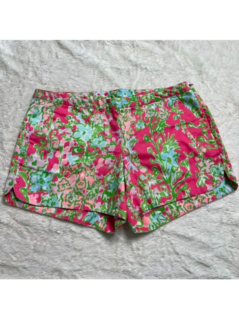 Lilly Pulitzer Womens 6 Adie Shorts Southern Charm Pink Green Floral 4 Inseam